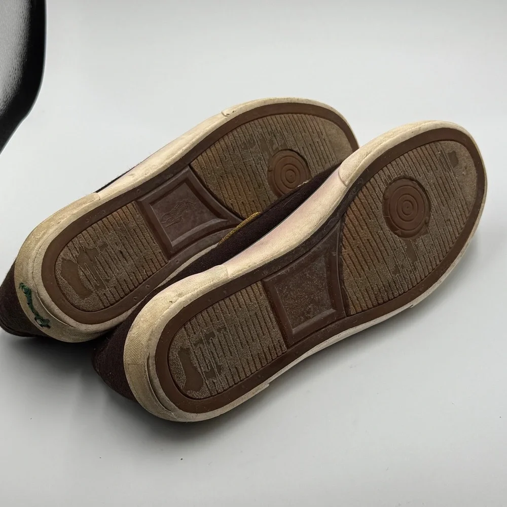Polo Ralph‎ Lauren Sander Boat Shoes Mens Brown Flannel Moc Toe Lace Up Size 11D